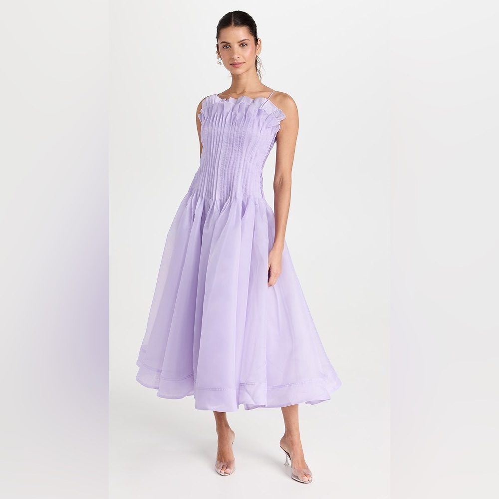 Aje Horizon Pintucked midi dress, lilac